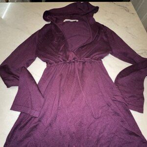Athleta Wild Bloom Purple Pacifica Pleated Hooded Long Sleeve Dress Size M